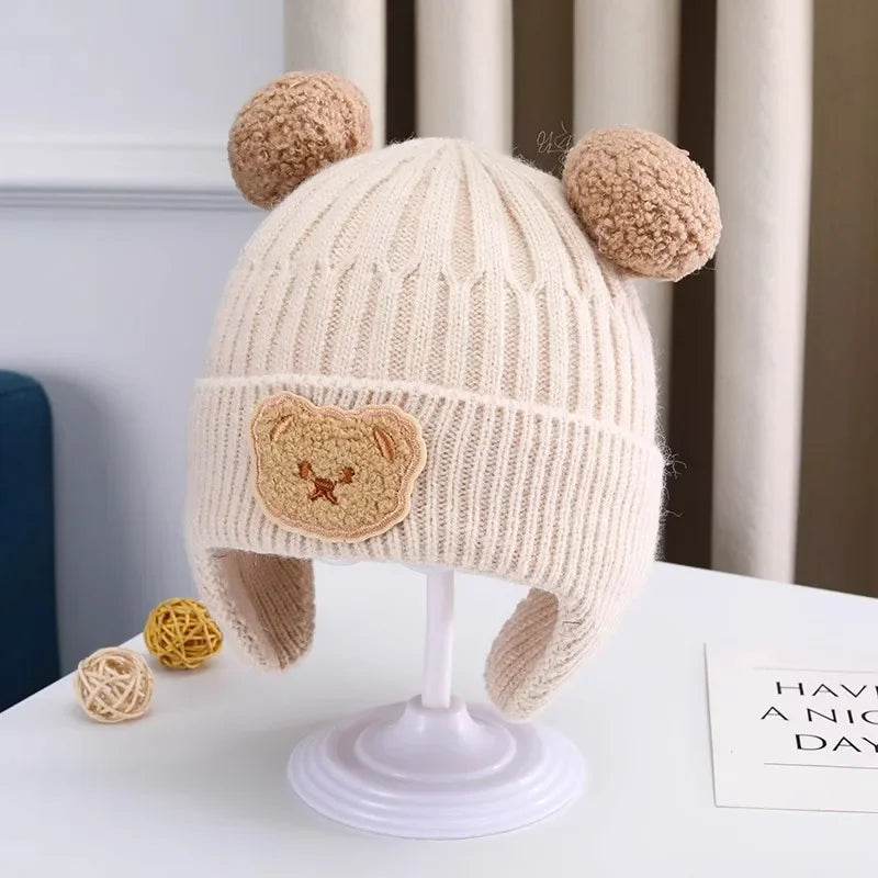 Winter Baby Beanie Hat – Soft Knit Acrylic Cap for Toddlers, Solid Color (45–50cm)