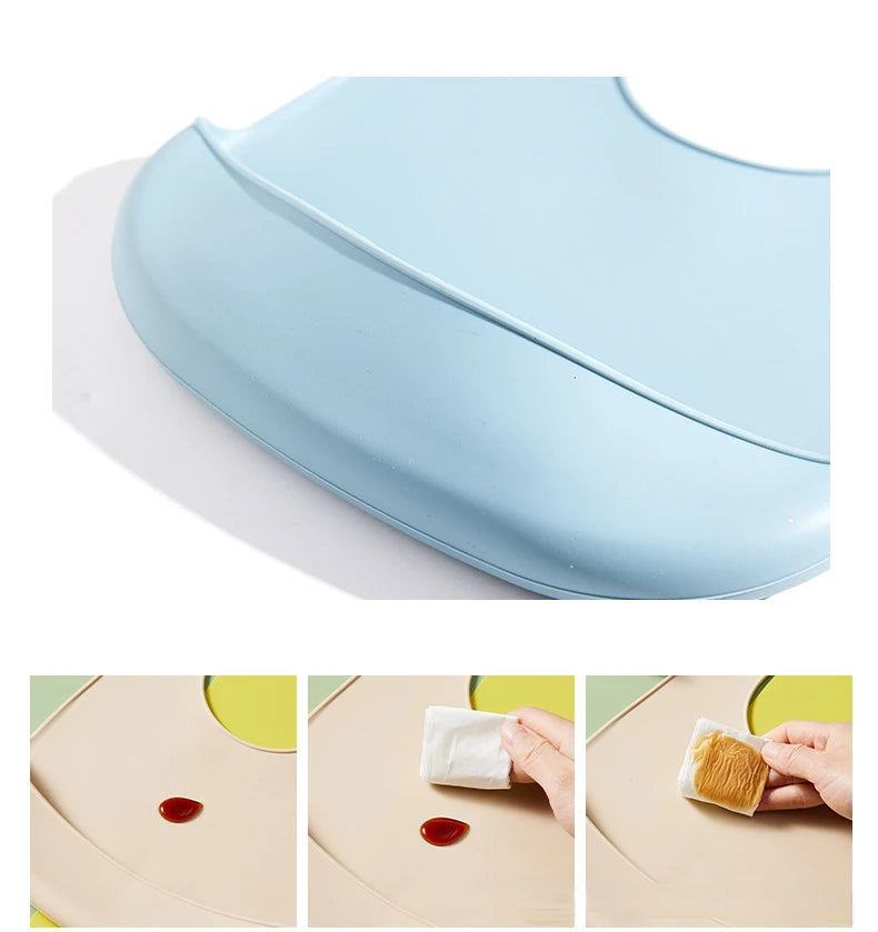 Silicone Baby Bib with Food Catcher – Soft, Waterproof & Adjustable