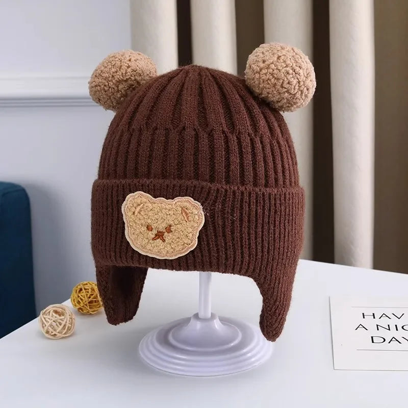 Winter Baby Beanie Hat – Soft Knit Acrylic Cap for Toddlers, Solid Color (45–50cm)