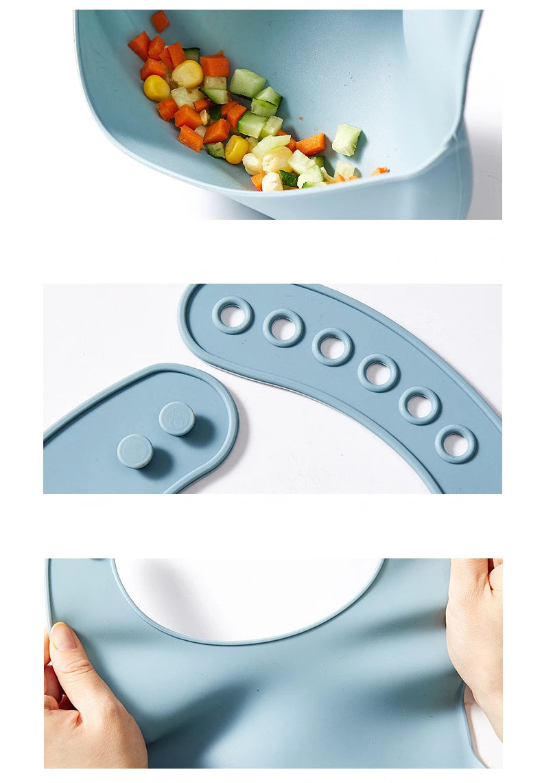 Silicone Baby Bib with Food Catcher – Soft, Waterproof & Adjustable