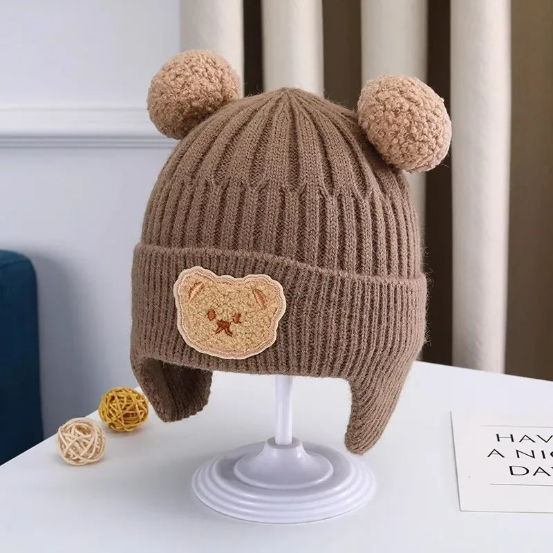 Winter Baby Beanie Hat – Soft Knit Acrylic Cap for Toddlers, Solid Color (45–50cm)