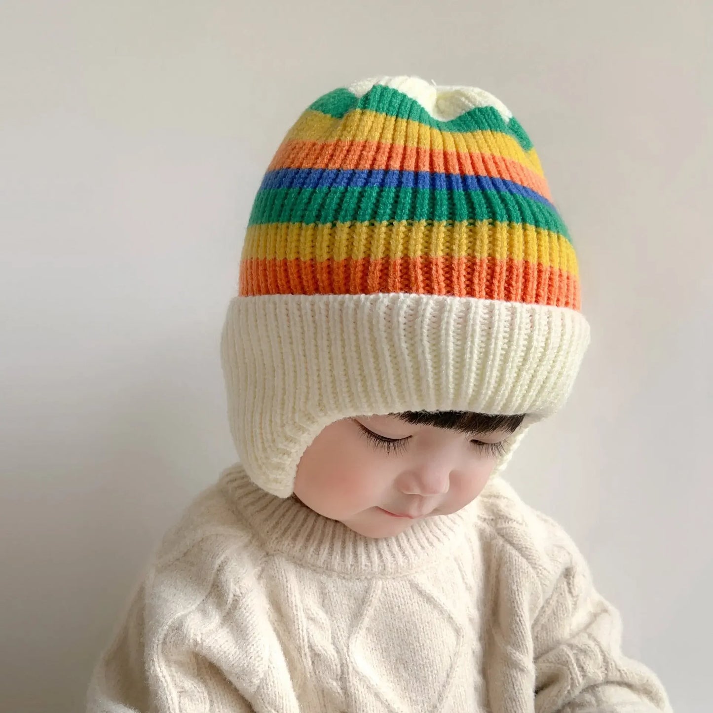 Winter Baby Beanie Hat – Soft Knit Acrylic Cap for Toddlers, Solid Color (45–50cm)
