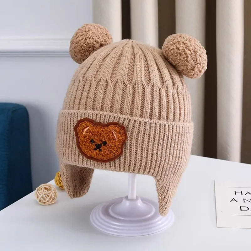 Winter Baby Beanie Hat – Soft Knit Acrylic Cap for Toddlers, Solid Color (45–50cm)