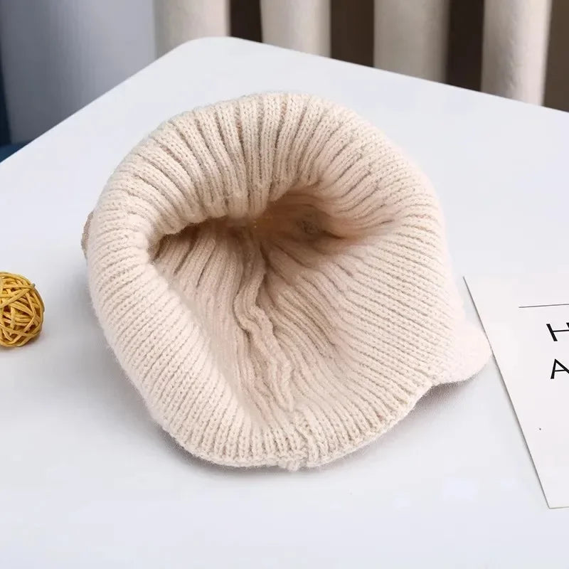 Winter Baby Beanie Hat – Soft Knit Acrylic Cap for Toddlers, Solid Color (45–50cm)