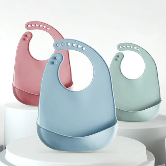 Silicone Baby Bib with Food Catcher – Soft, Waterproof & Adjustable