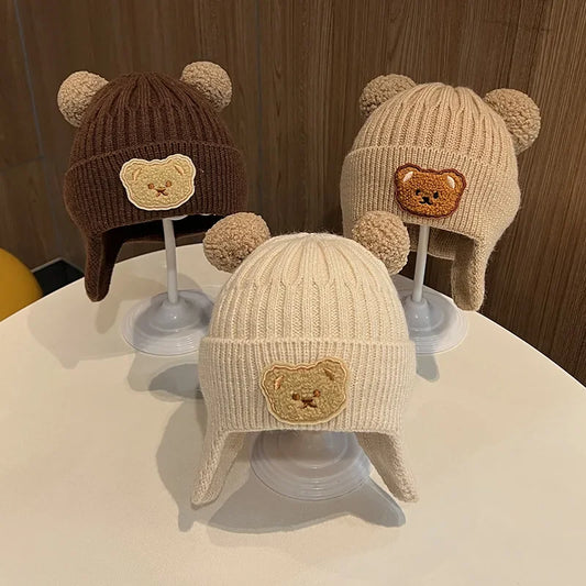 Winter Baby Beanie Hat – Soft Knit Acrylic Cap for Toddlers, Solid Color (45–50cm)