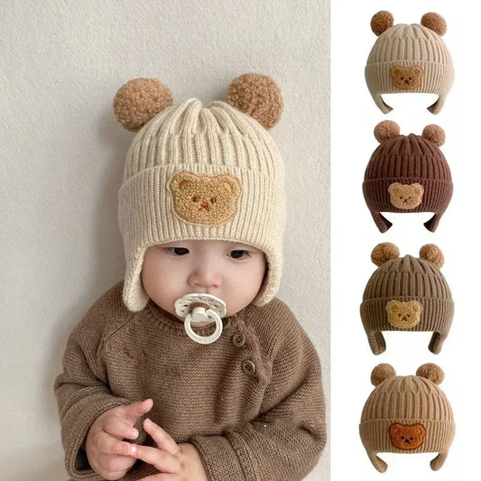 Winter Baby Beanie Hat – Soft Knit Acrylic Cap for Toddlers, Solid Color (45–50cm)